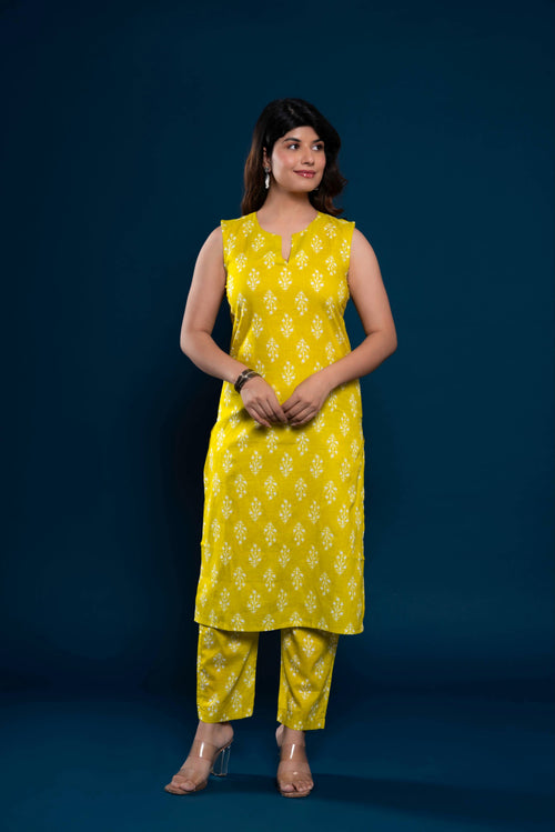 House Of Nidhi Designer Mustard Kurti Set for Women | Lightweight & Stylish