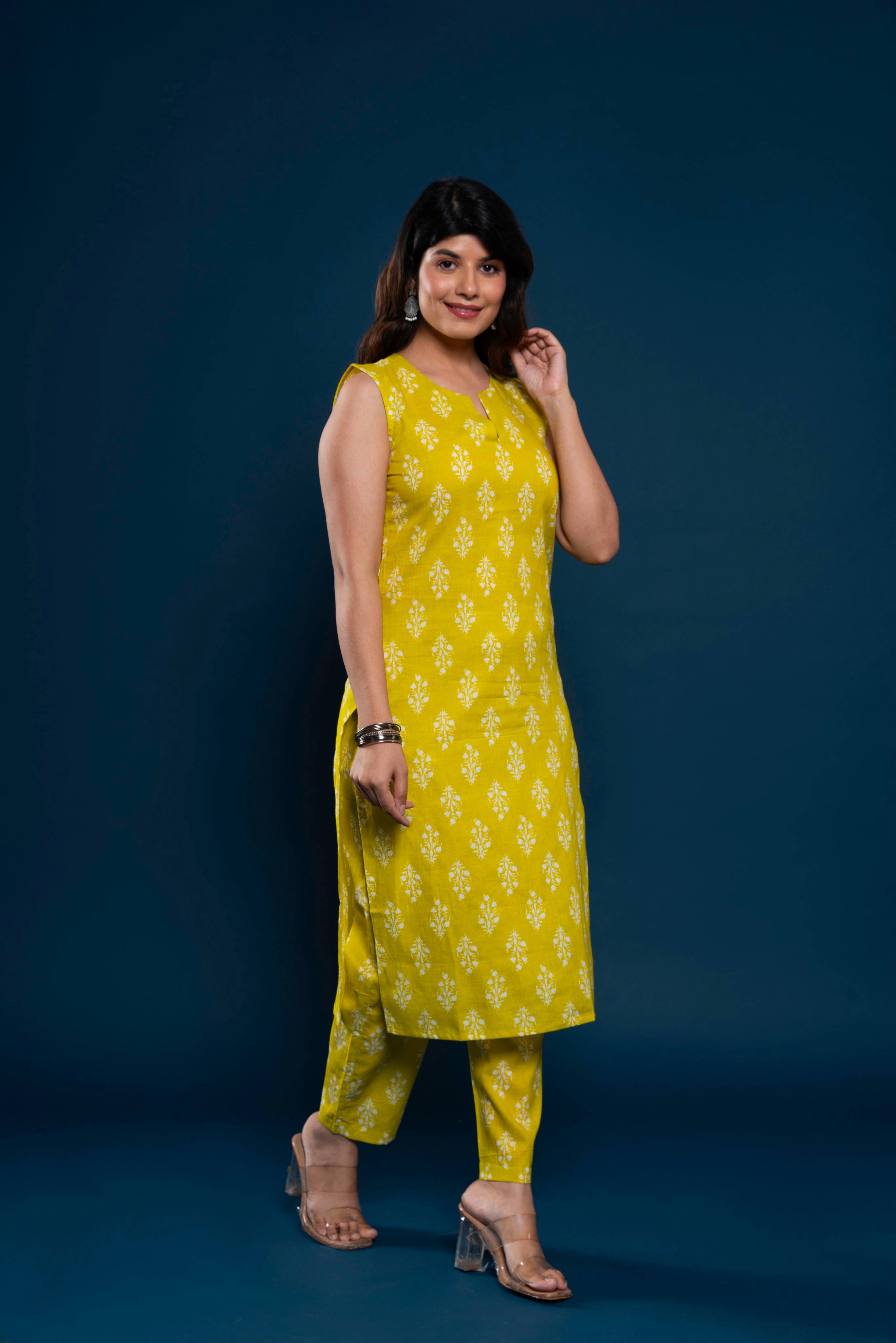 House Of Nidhi Designer Mustard Kurti Set for Women | Lightweight & Stylish