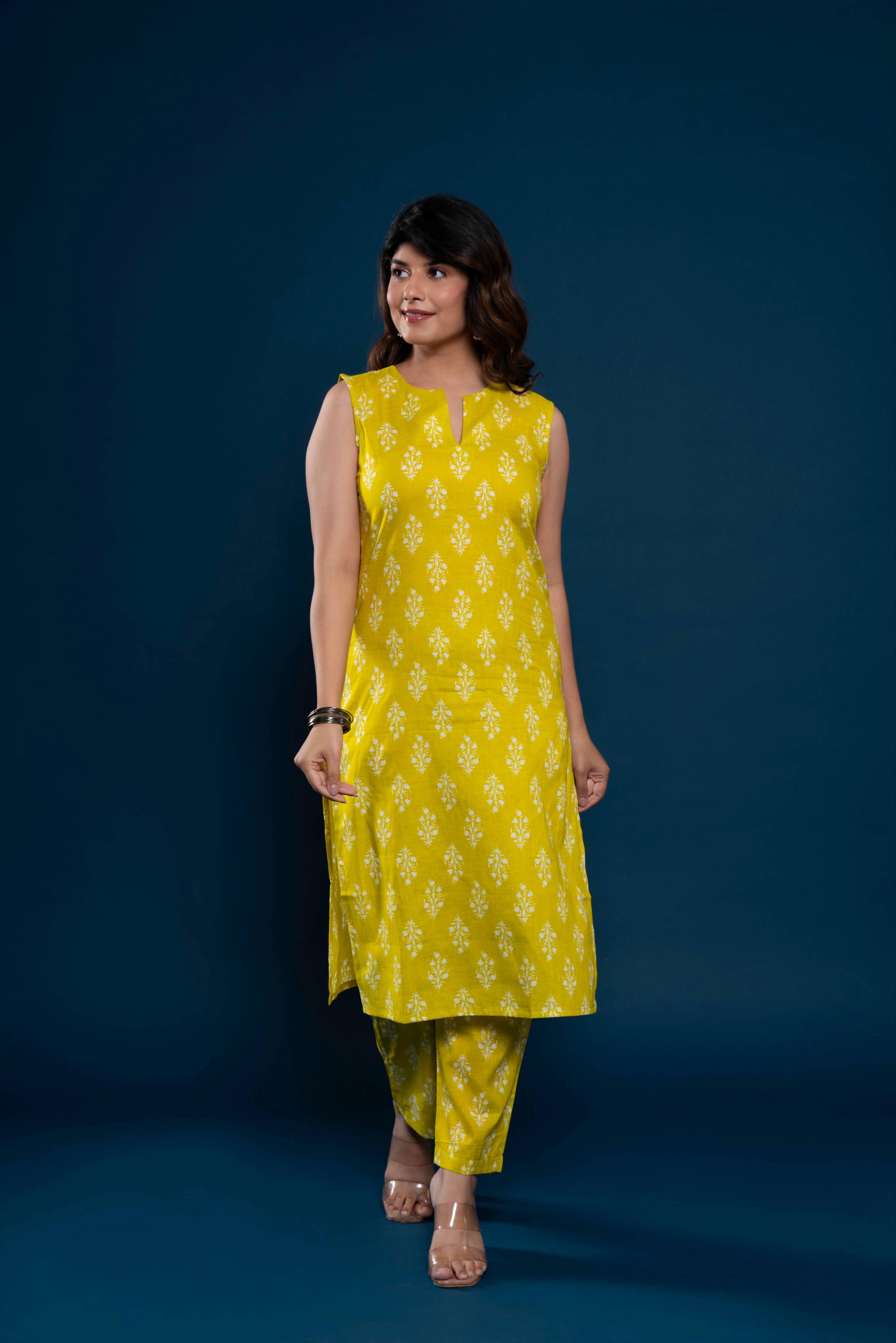 House Of Nidhi Designer Mustard Kurti Set for Women | Lightweight & Stylish
