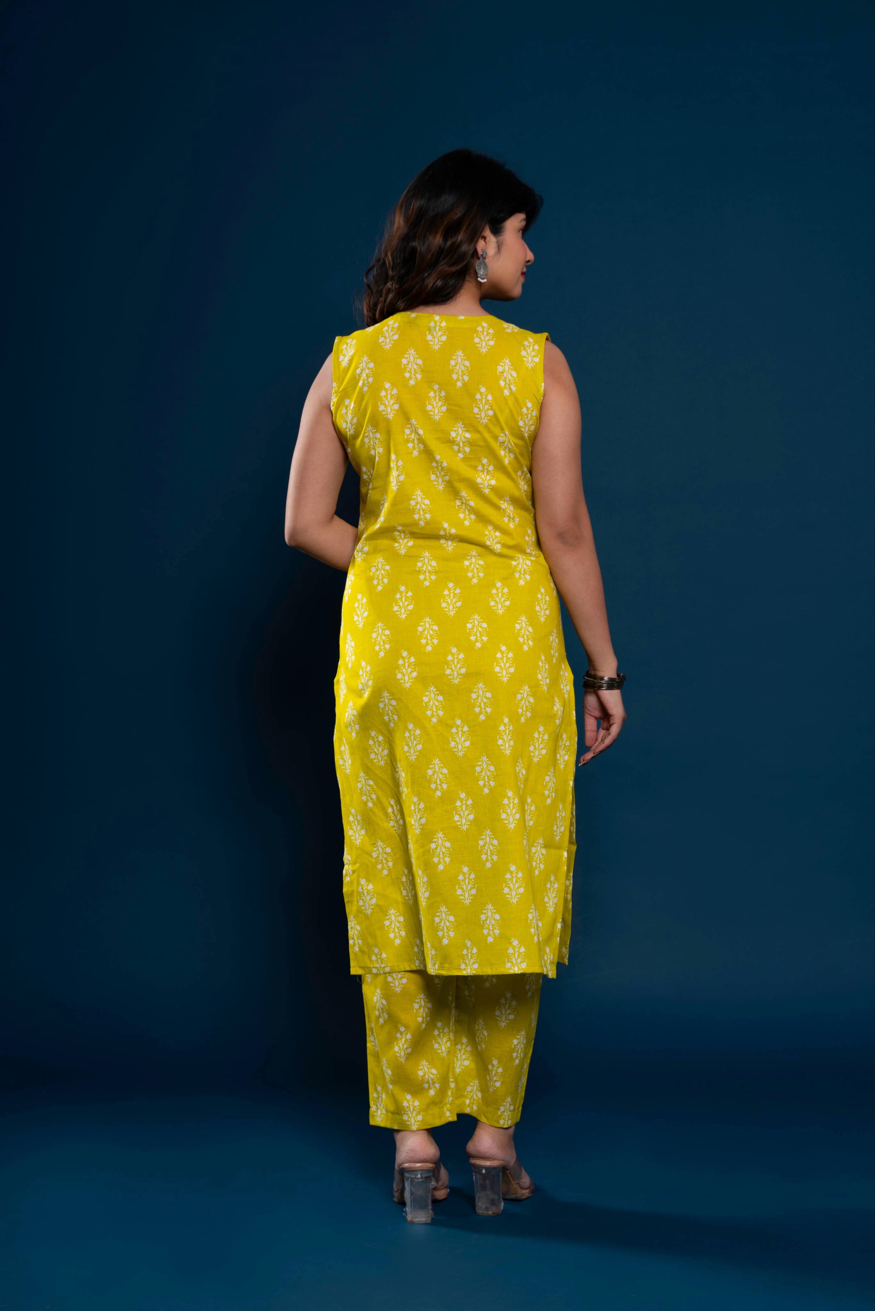 House Of Nidhi Designer Mustard Kurti Set for Women | Lightweight & Stylish
