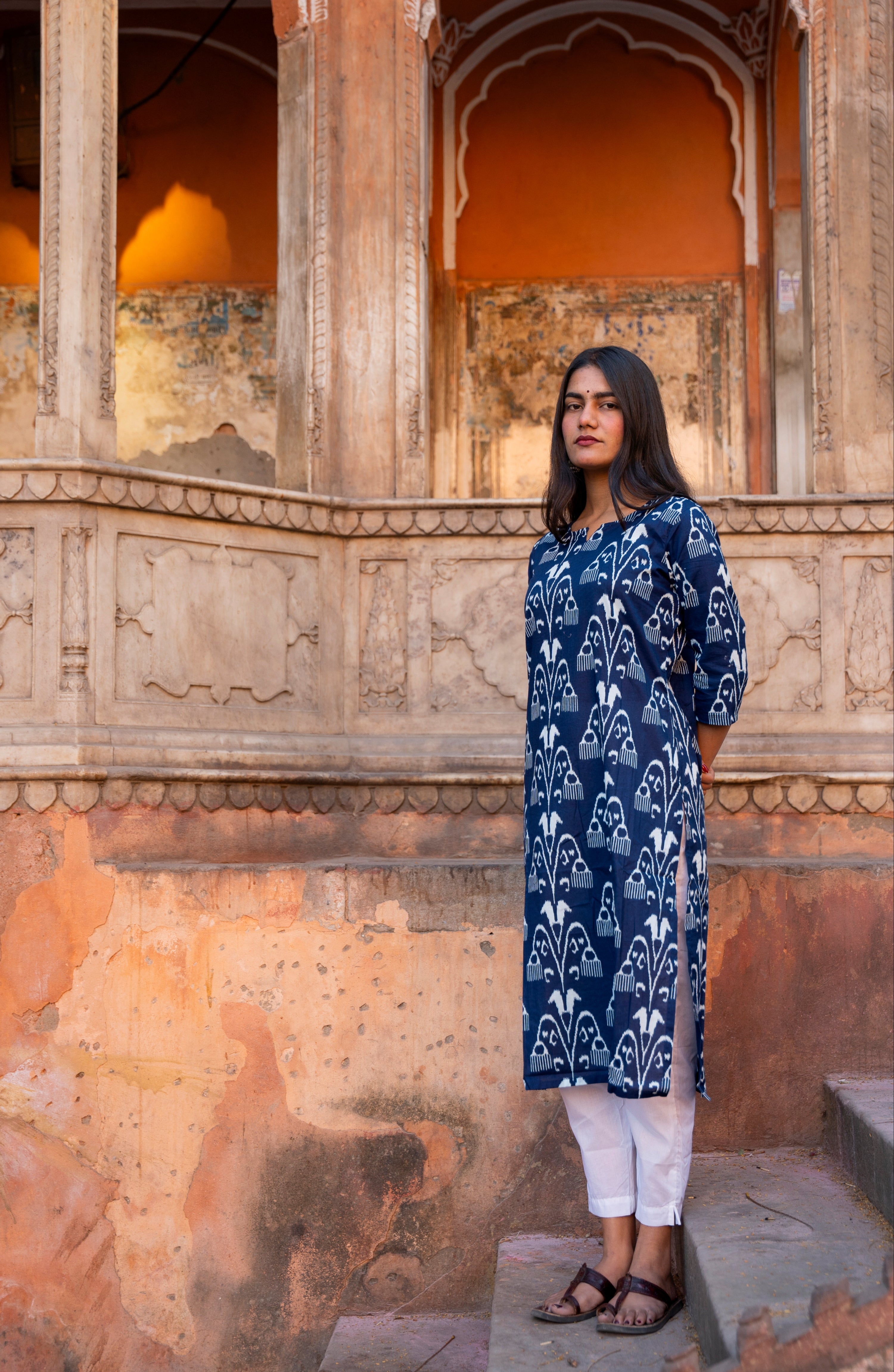 HouseOfNidhi Cotton Indigo Printed Kurti for Women | Soft Breathable Ethnic Wear | Elegant Everyday Comfort Kurta
