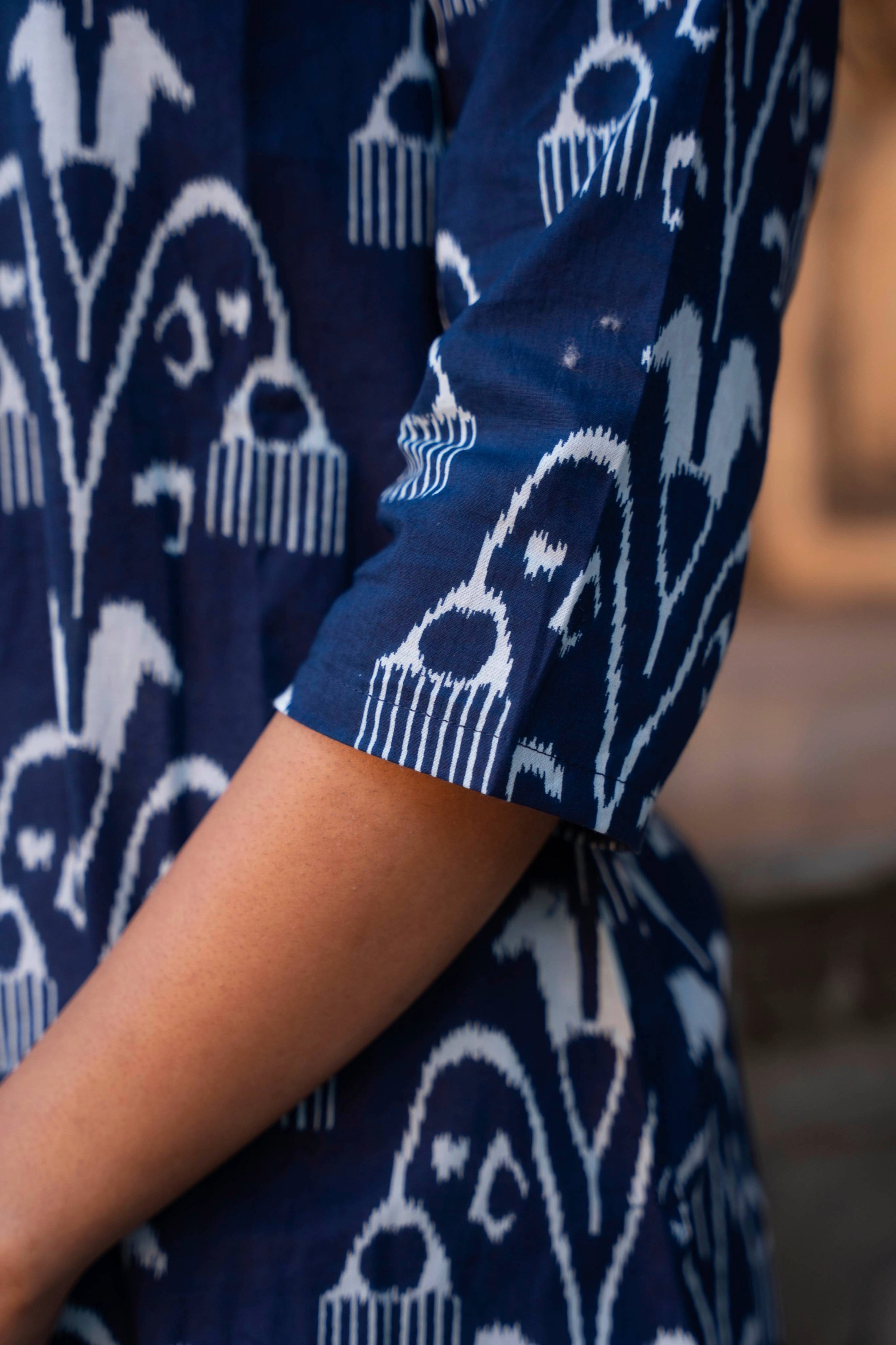 HouseOfNidhi Cotton Indigo Printed Kurti for Women | Soft Breathable Ethnic Wear | Elegant Everyday Comfort Kurta